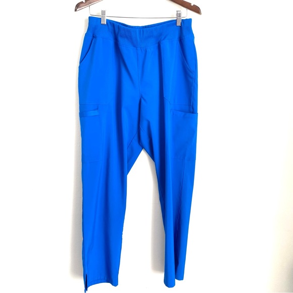 Dickies Pants - DICKIES Womens Large Blue Cargo Pocket Elastic Waist Straight Leg Scrub Pants i2